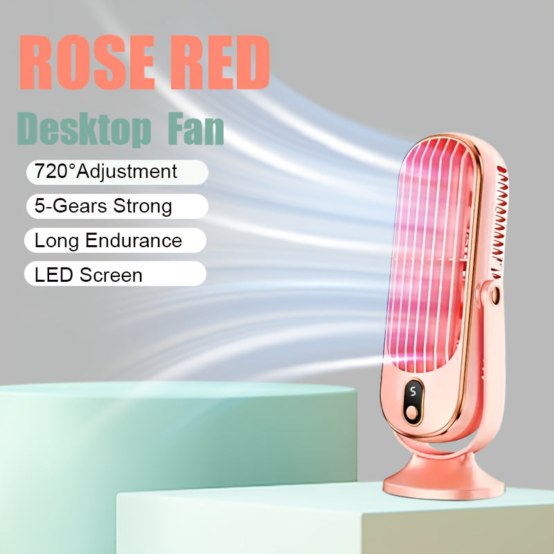 Mini Portable Tower Fan with 5 Speed Settings Rechargeable USB Wireless Indoor Outdoor
