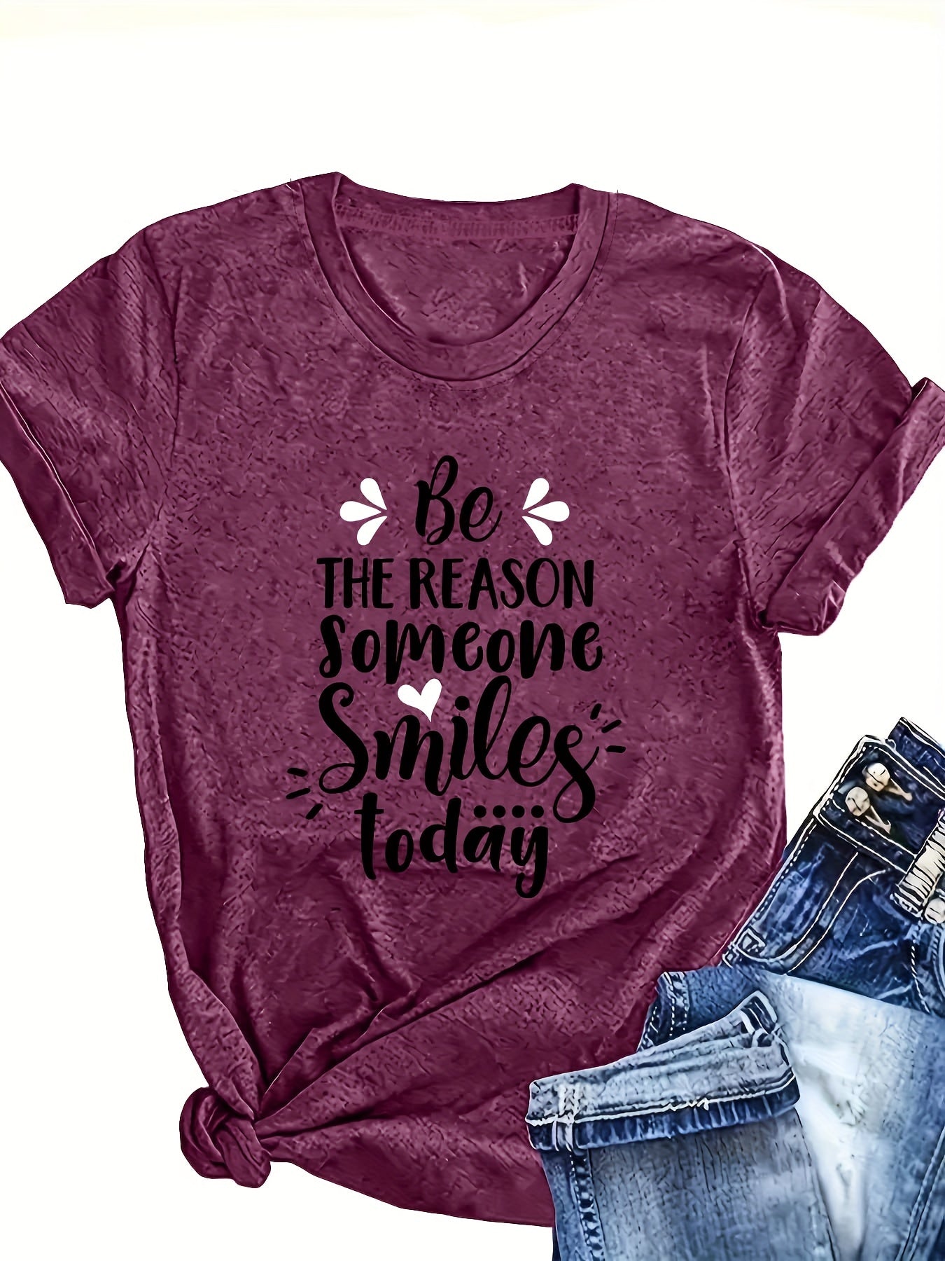 Women’s Short Sleeve Cotton T-Shirt with Letter Print Casual Summer Tee