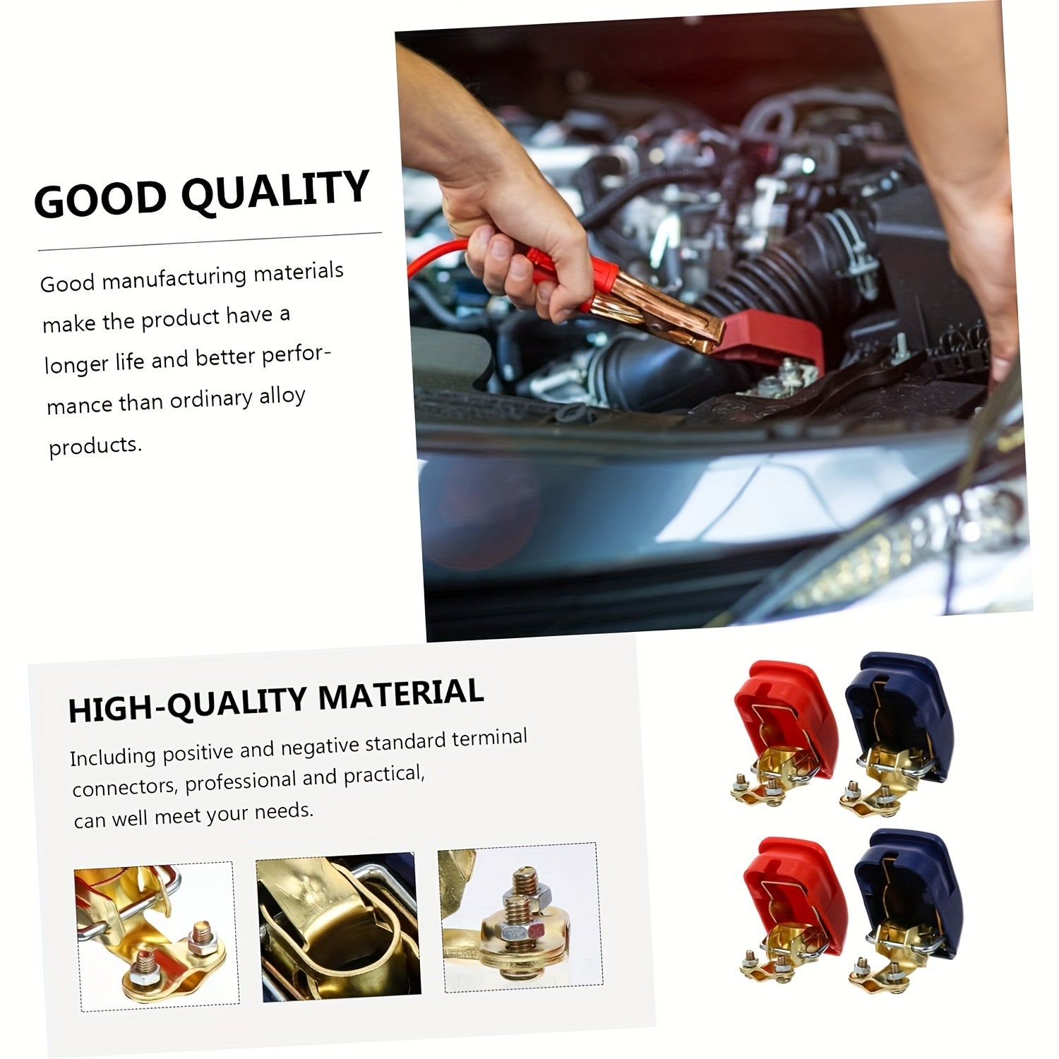 Juego de 2 pinzas de terminal de batería para coche con liberación rápida y conectores protectores