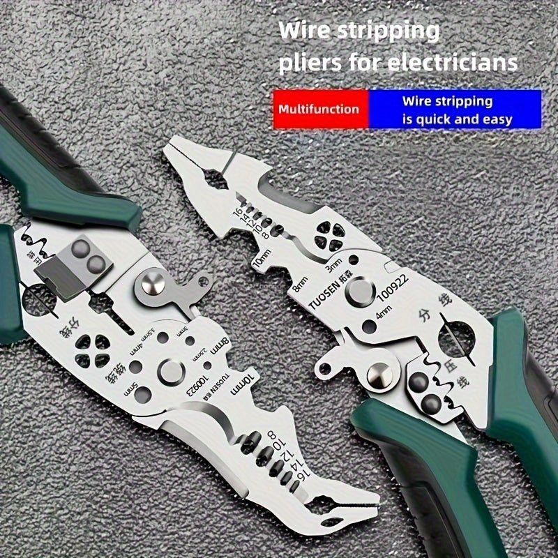 Industrial Grade Wire Stripper Stainless Steel Multi-Function Tool for Cutting Crimping and Stripping Wire
