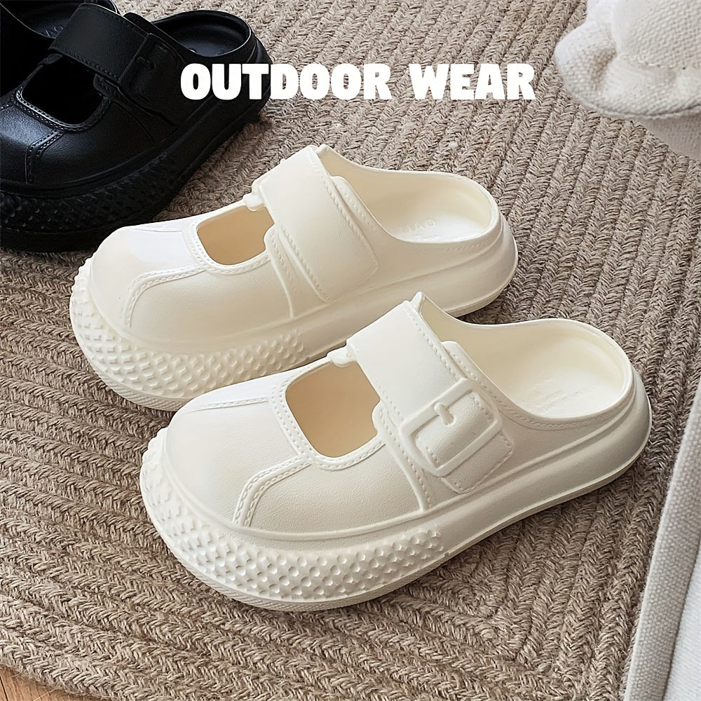 Women's Slip-On Platform Sandals EVA Sole Casual Shoes Wide Feet Black Beige Green White