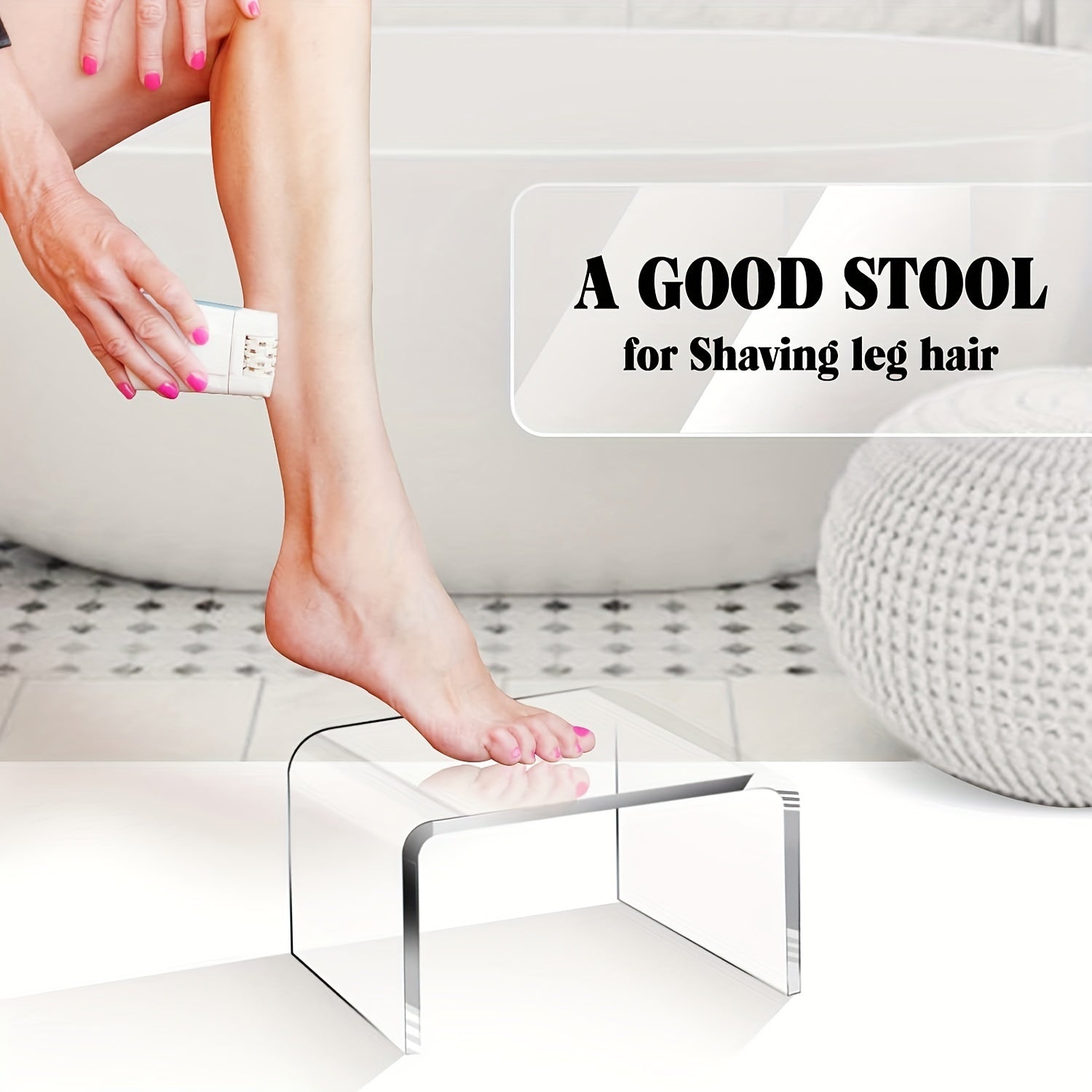 Transparent Acrylic U-Shaped Stool for Kids and Adults, Stylish Footrest