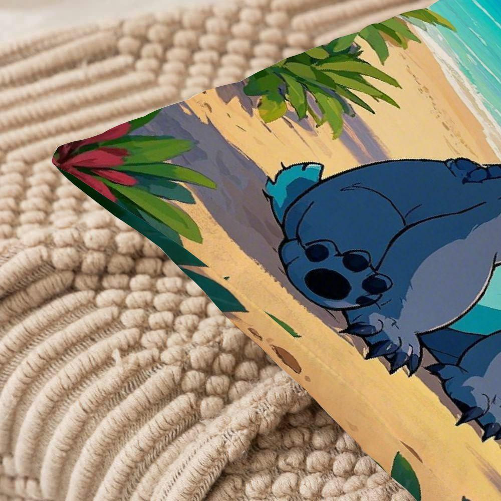 Two-Pack Disney Stitch Beach Scene Throw Pillow Covers Indoor Outdoor Living Room Decor
