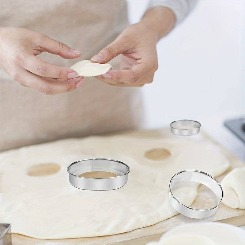 Set of 12 Stainless Steel Cake Mold Rings for Baking Mousse Cakes Cookies Pancakes