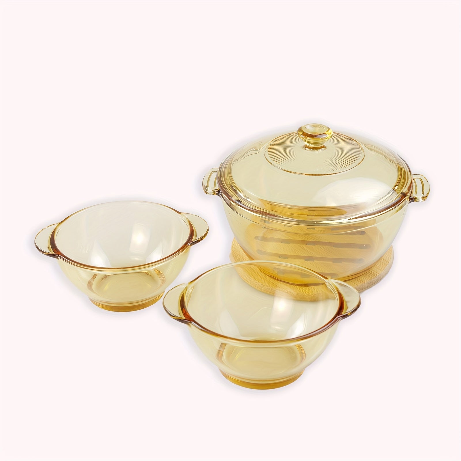 Glass Stockpot Set with Lid 1.5L High-Temperature Resistant Soup Stew Pot