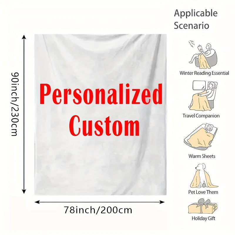Одеяло из фланели на заказ с вашим собственным фото и текстом - реверсивный микрофибровый плед для всех сезонов, легко чистится, персонализированная цифровая печать для Рождества, Хэллоуина, дней рождения и свадеб - включает 1 одеяло