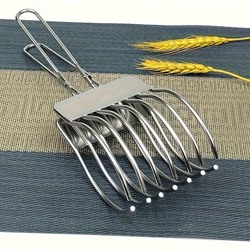 Cortadora de carne de acero inoxidable con pinzas integradas para roast beef, jamón, pan y barbacoa