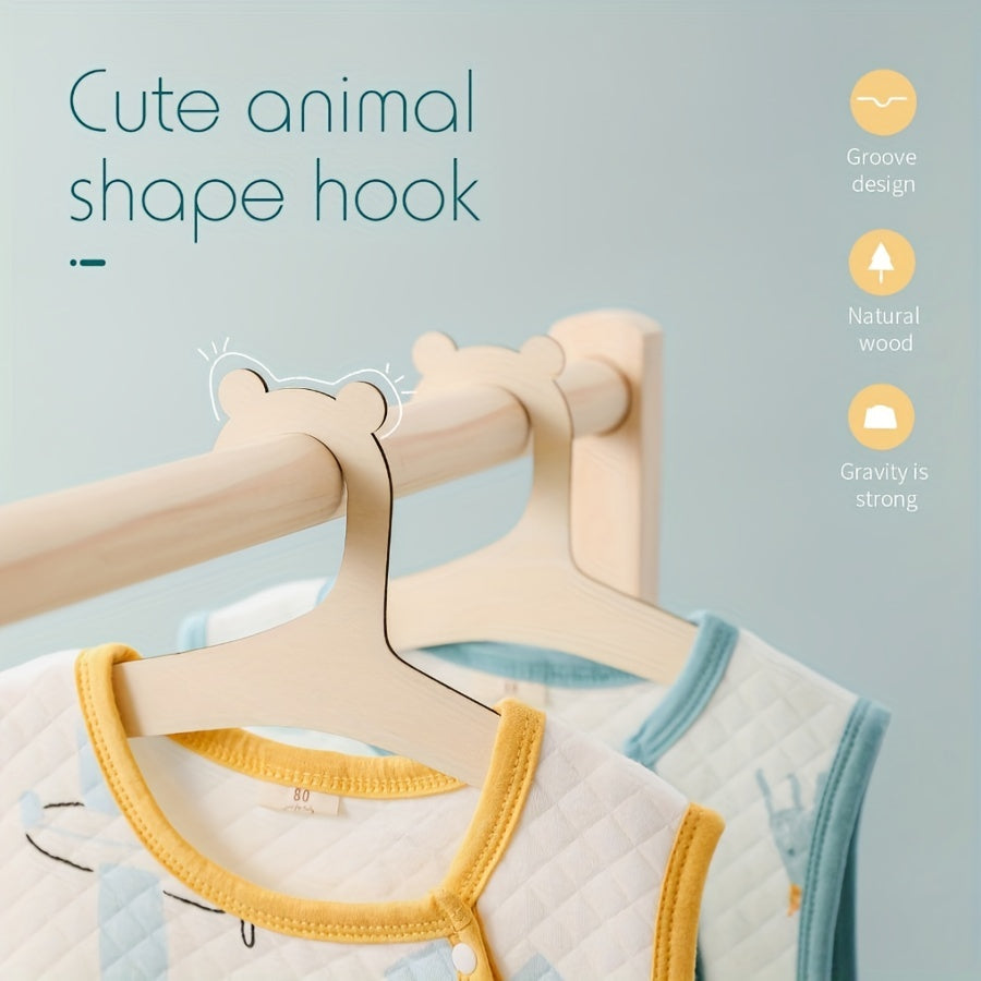 Set of 10 Wooden Baby Clothes Hangers for Organizing Kids Clothing in Closet or Bedroom