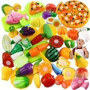 24-Piece Fruit and Vegetable Toy Set for Kids Age 12 Months Plus, Realistic Kitchen Play