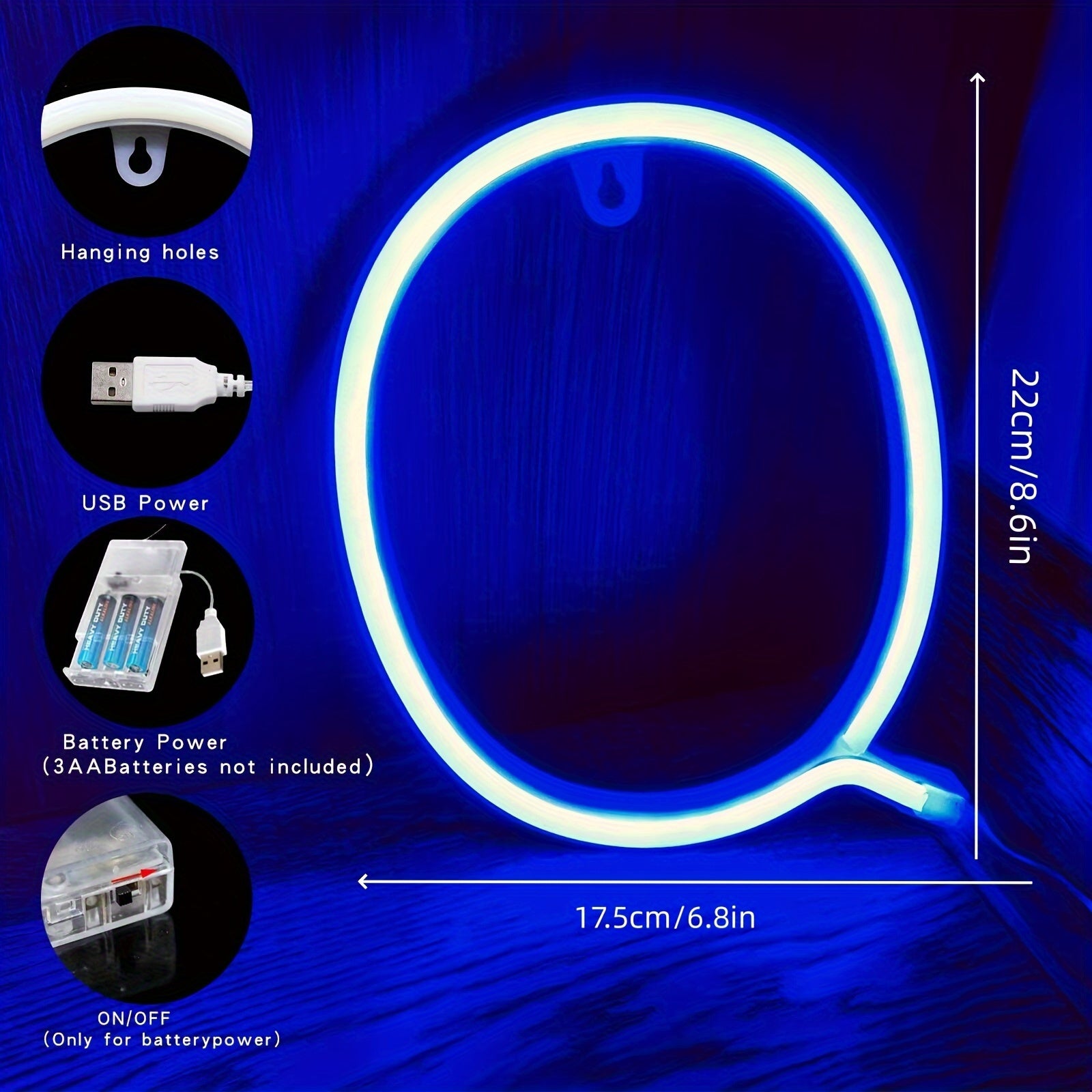 Neon LED harf yorug'lik belgisi, USB yoki batareyalar bilan quvvatlanadi, yotoqxona bezatish yoki maxsus tadbirlar uchun mukammal.