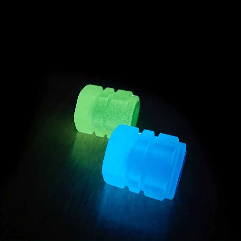 Glow-in-the-Dark Tire Valve Caps for Cars and Motorcycles Durable Plastic Bright Green Light