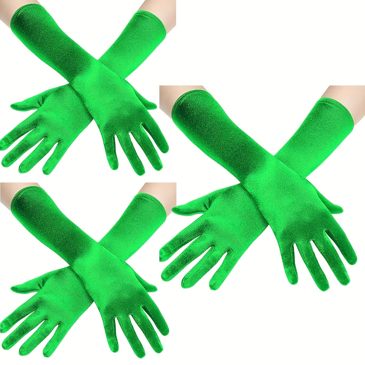 Ayollar uchun satindan tayyorlangan uzun opera qo'llari, 3 ta, vintage, tirsak uzunligi, kechki kiyim va to'y uchun