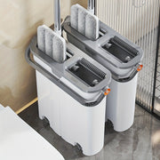 Ikki harakatli tekis mop va qopqoq to'plami, qo'ldan ozod yuvish bilan, bardoshli plastmassa