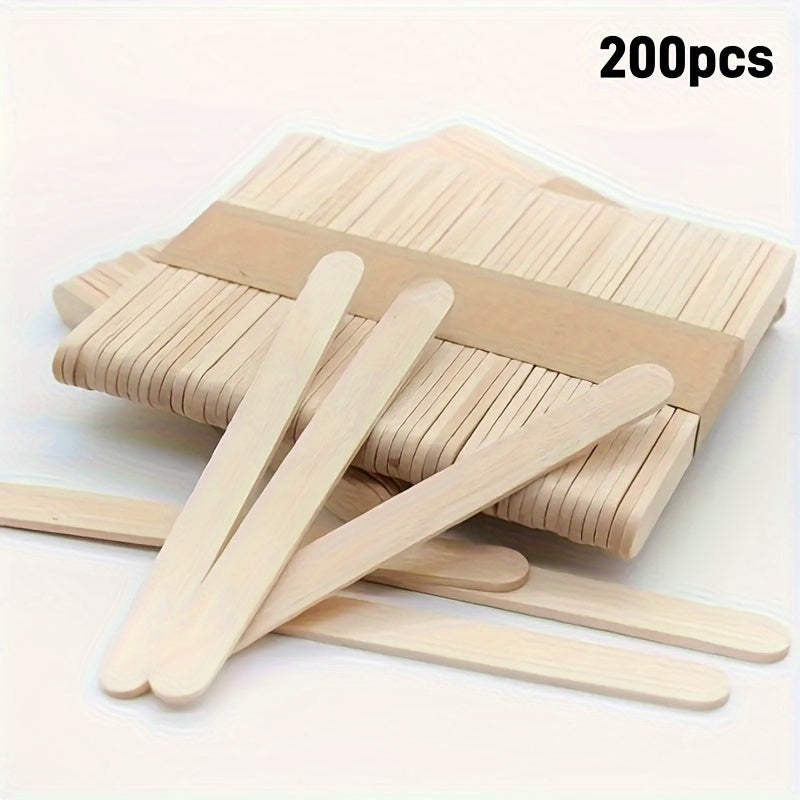 100/200 Count Natural Wooden Popsicle Sticks for Crafts and Food Projects