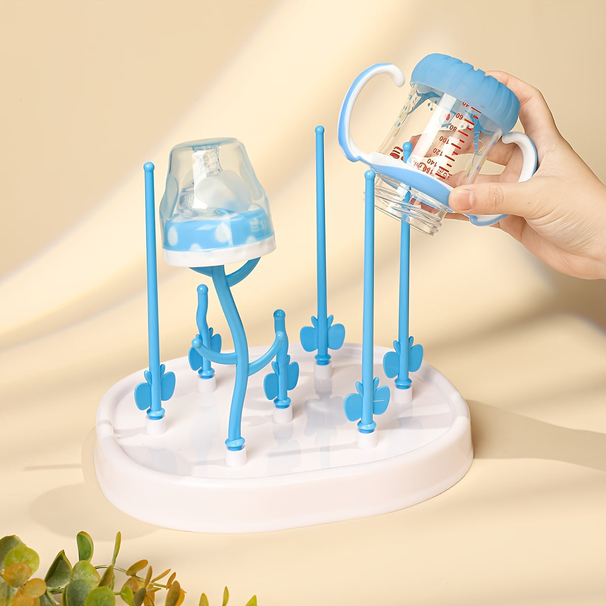 Butterfly Tree-Shaped Bottle Drying Rack PP Material for Baby Feeding Supplies with Drainage and Storage