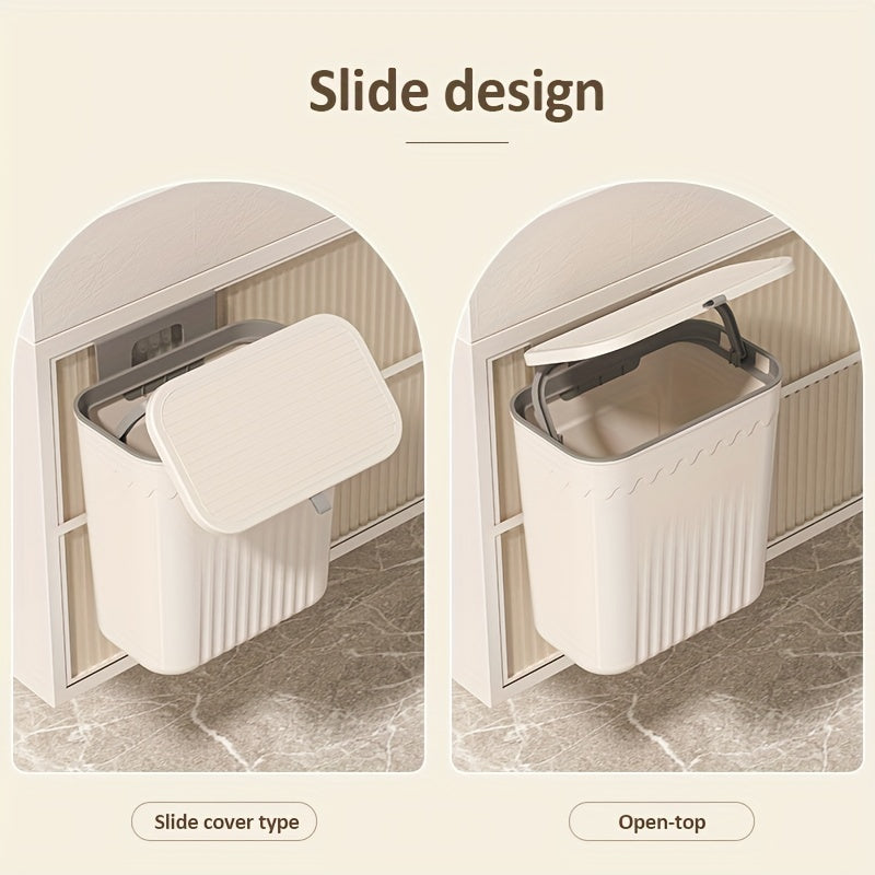 Devorga o'rnatiladigan plastik axlat qutisi, slayd qopqog'i bilan, yuqori sig'im, zamonaviy dizayn, oshxona, hammom, yotoqxona yoki pampersni tashlash uchun mukammal