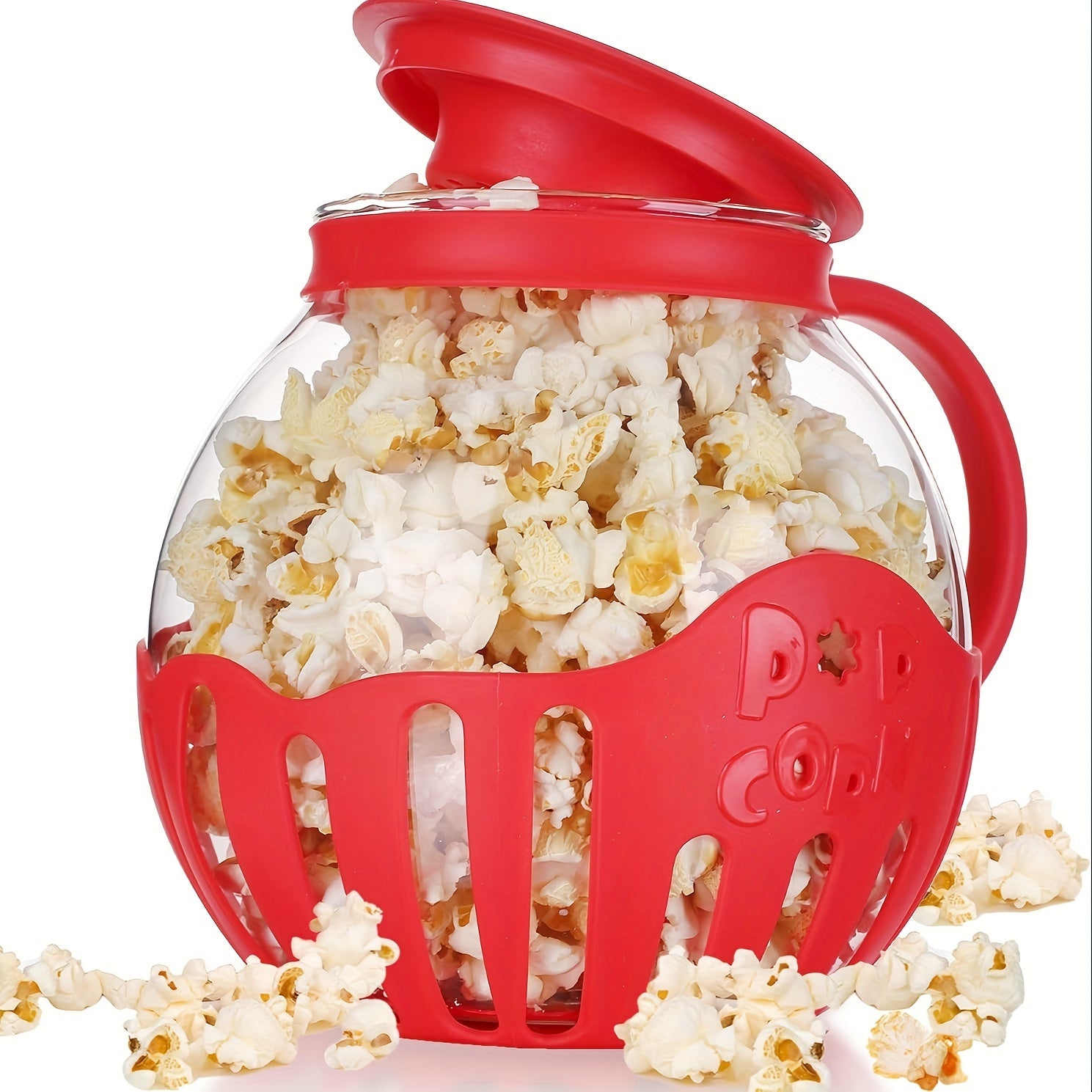Micro-Pop mikroto'lqinli popcorn pishirgichi 2.25 kvart sig'imga ega bo'lib, mustahkam borosilikat shishadan tayyorlangan, mikroto'lqinli pechda issiq havo popcorn tayyorlash uchun mukammaldir.