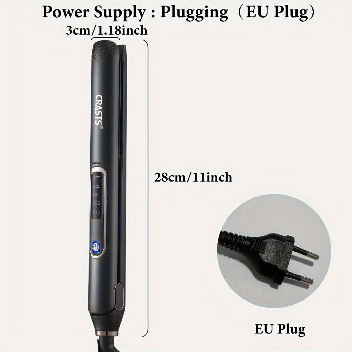 Ceramic Flat Iron Hair Straightener for Straightening and Curling with 5 Temperature Settings 220V