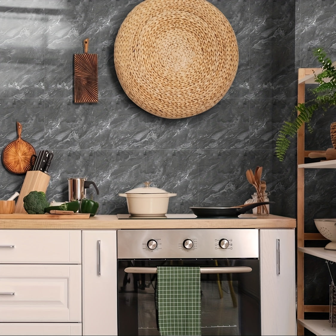 Vintage Marble Self-Adhesive Wall Tiles Waterproof Peel and Stick Backsplash for Bathroom Kitchen Living Room