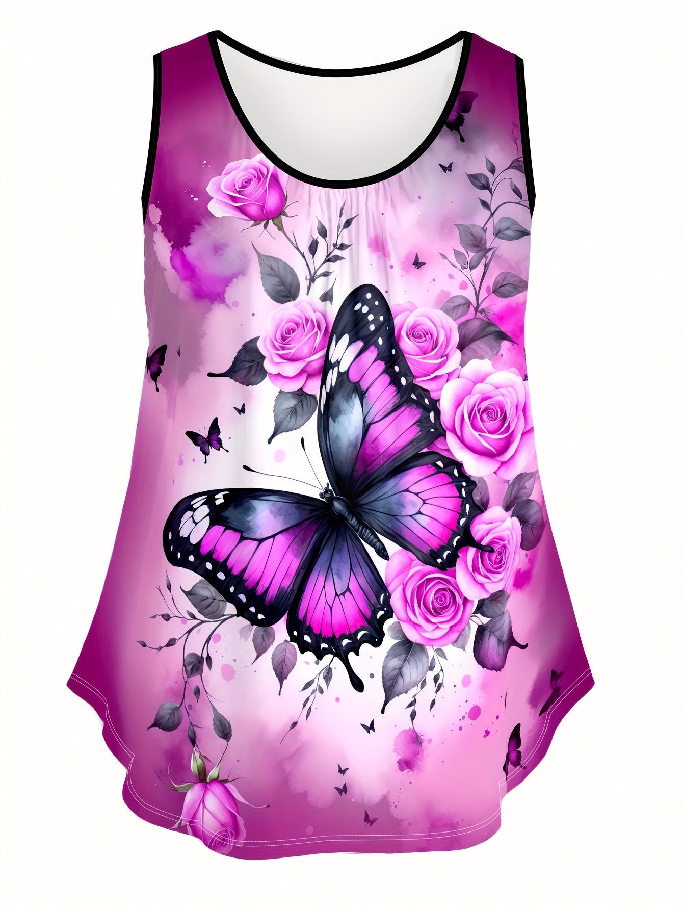 Plus Size Floral Print Tank Top Sleeveless Summer Women’s Clothing