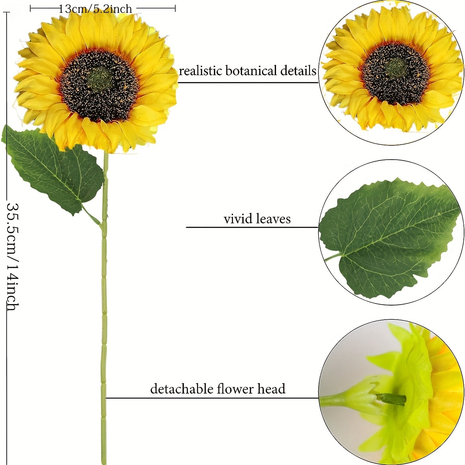 8-Piece Artificial Sunflower Bouquet for Fall Weddings Thanksgiving and Home Decor