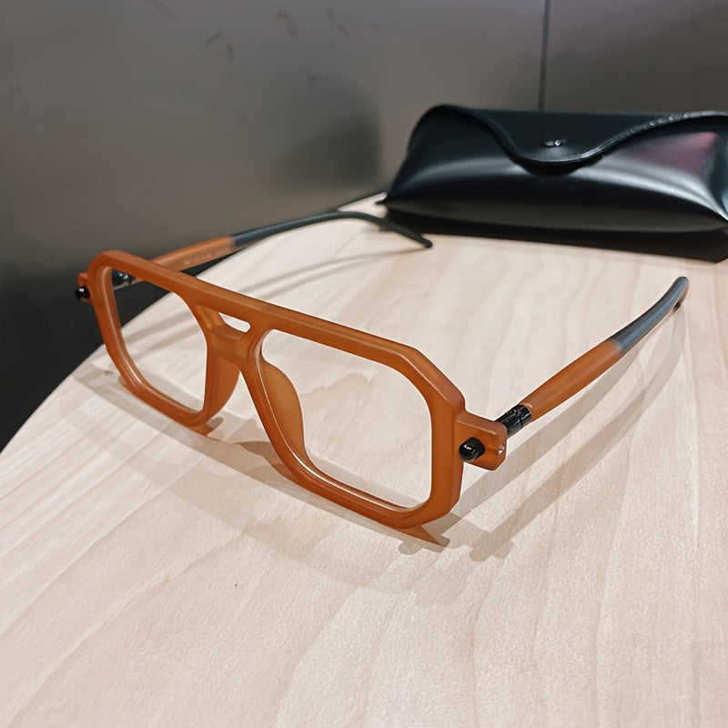 Retro Large Frame Glasses Men Women Double Bridge Stylish Eyewear for Daily Wear