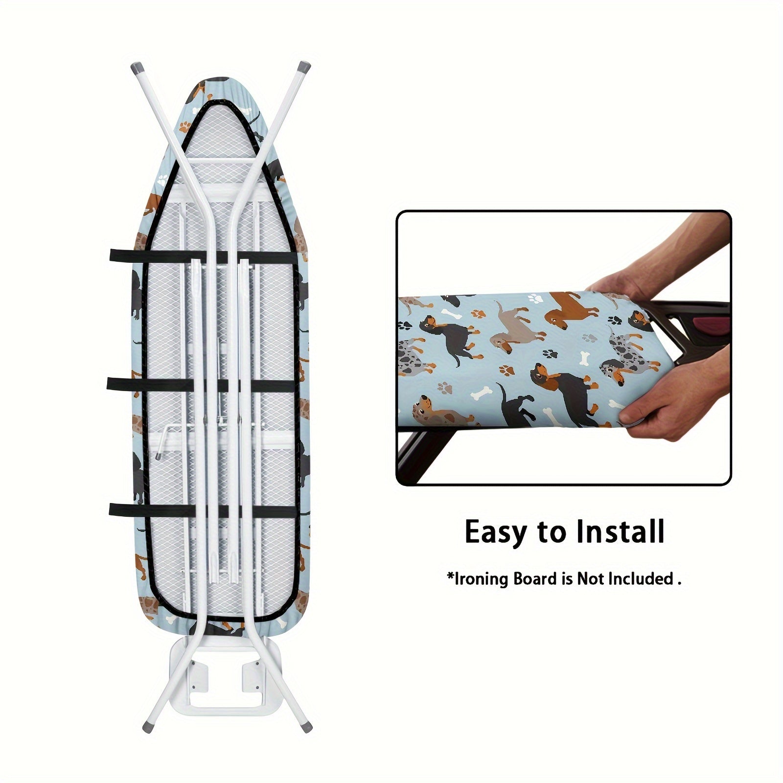 Dustproof Ironing Board Cover with Dachshund Pattern, Waterproof, Easy to Install