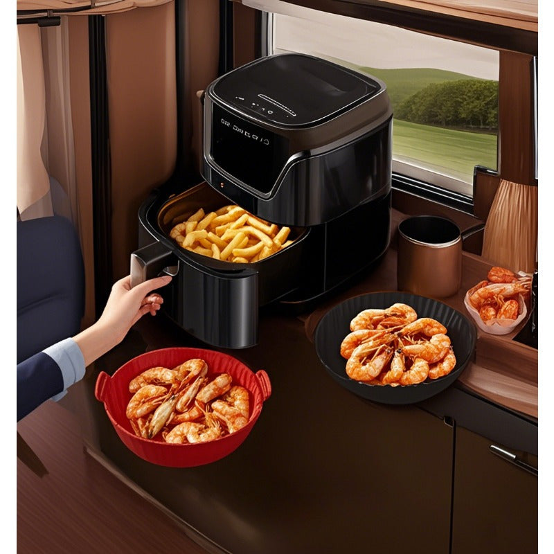 Silicone havo frayer mato, yig'iladigan, qayta ishlatiladigan, 8 dyuym, 3D dumaloq oshxona pishirish asbobi