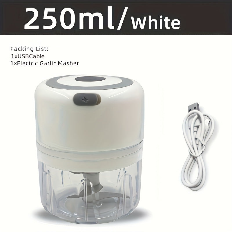USB Rechargeable Garlic Mixer 250ml Small Automatic Kitchen Tool in Multiple Colors