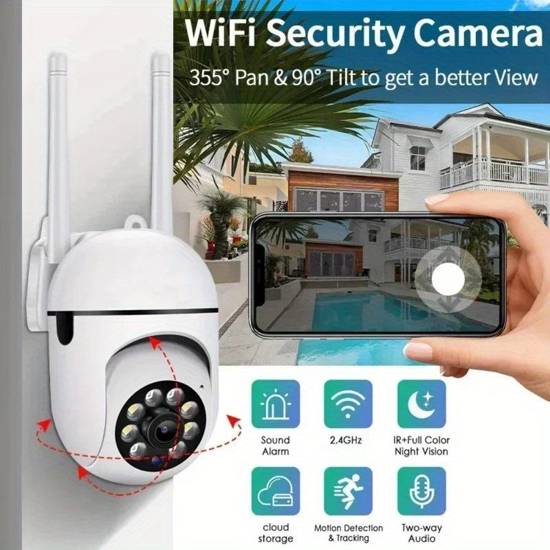Security Camera System with 64GB Storage PTZ IP Camera 360° Panoramic Night Vision Two-Way Audio Motion Detection