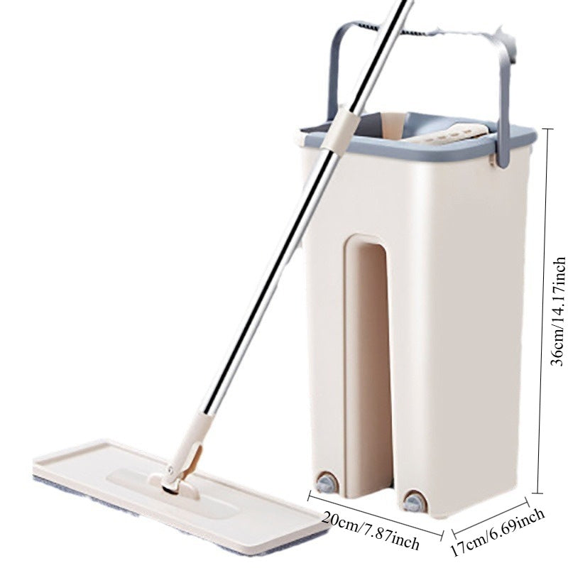 Juego de cubo y mopa multifunción de acero inoxidable con almohadillas de microfibra para suelos y ventanas