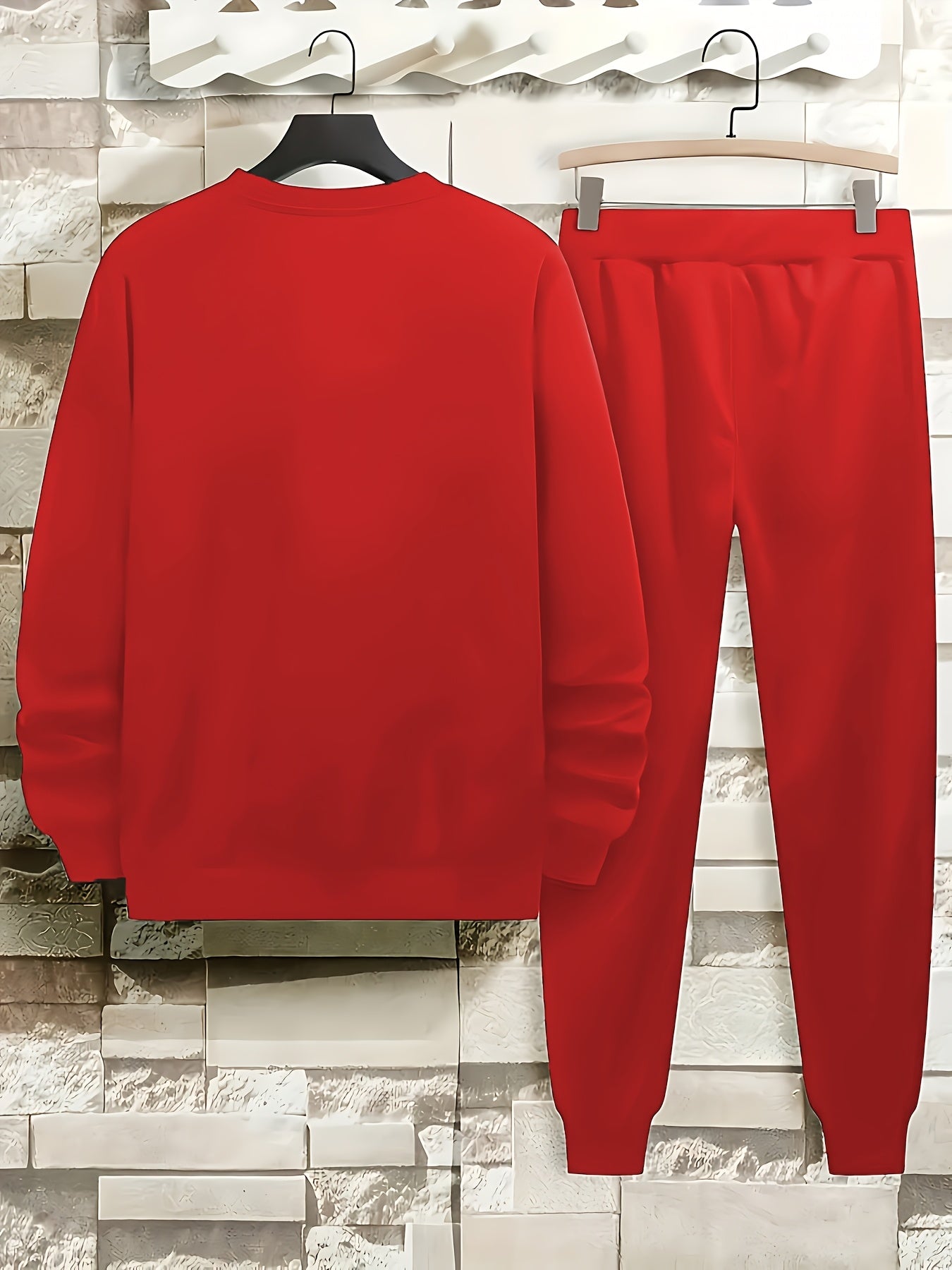 Men's Polyester Printed Hoodie and Joggers Set Fall Casual