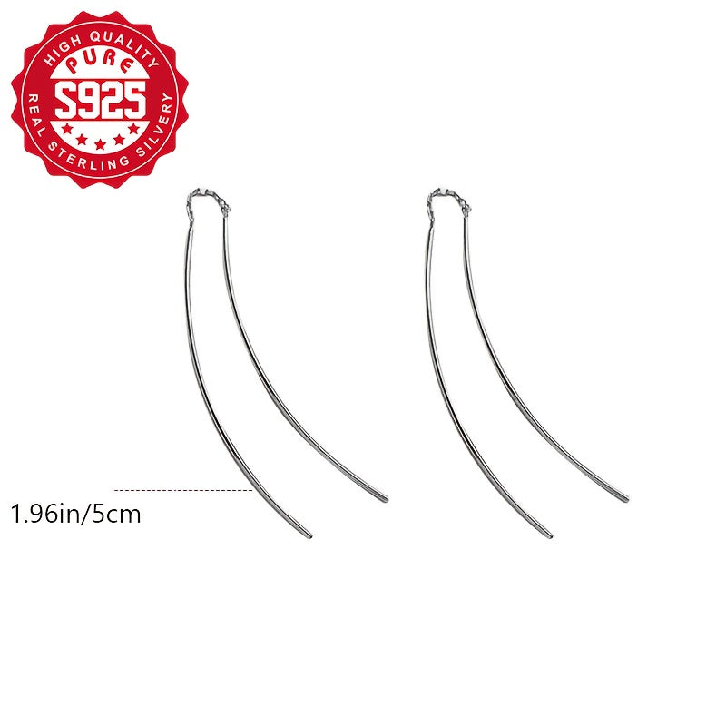 Women's Silver Earrings Simple Line Hypoallergenic Elegant Gift for Women