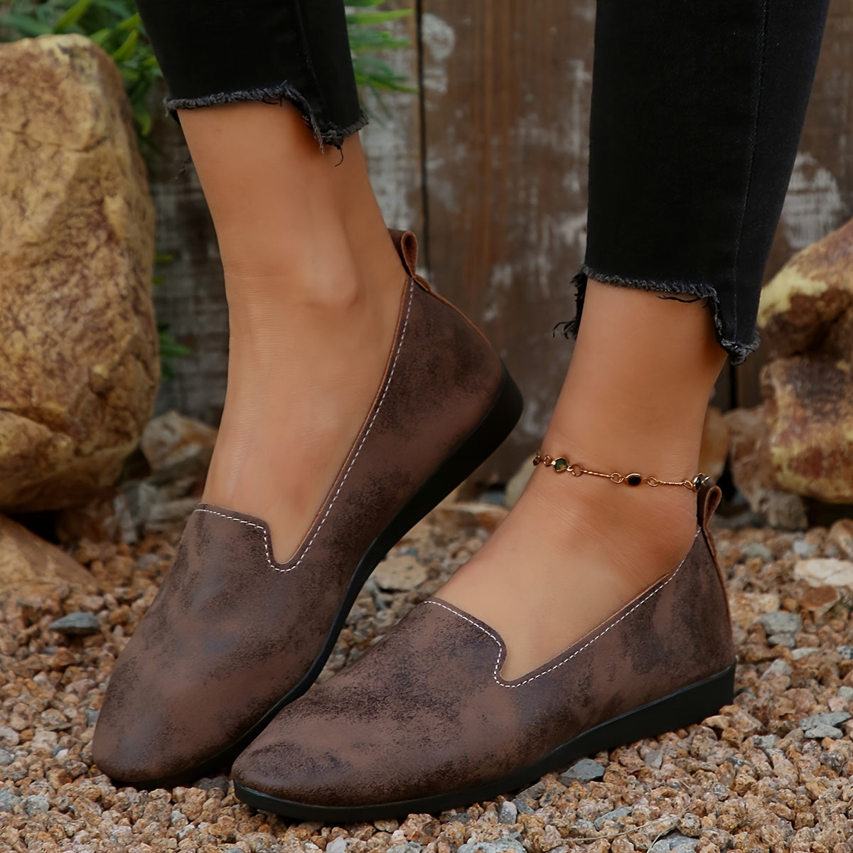 Women's Mary Jane Slip-On Shoes Faux Cover Breathable Fabric Rubber Sole