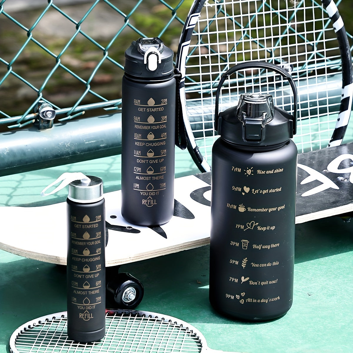 Botella de agua de color degradado ligera con pajita, gran capacidad, libre de BPA para senderismo y camping