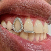Gold Plated Teeth Grillz Set for Men and Women Cubic Zirconia Top and Bottom