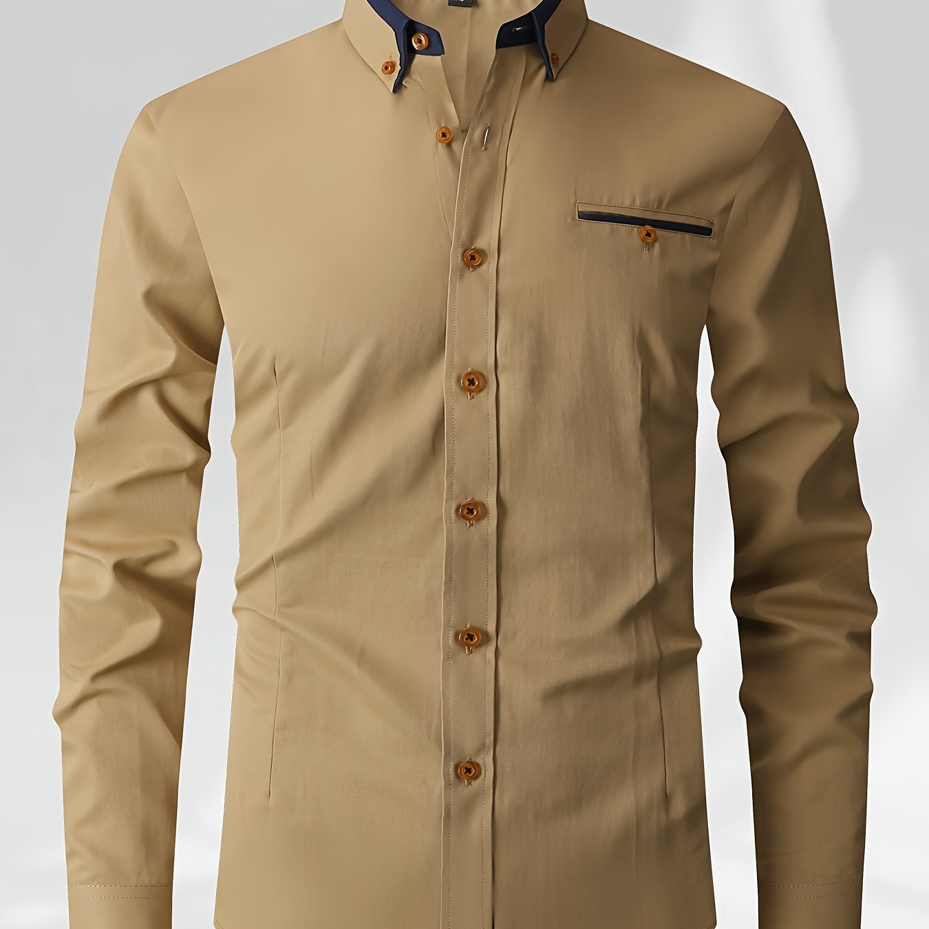 Men's Color Block Woven Shirt Long Sleeve Regular Fit Polyester Cotton Work Suitable for Spring Fall