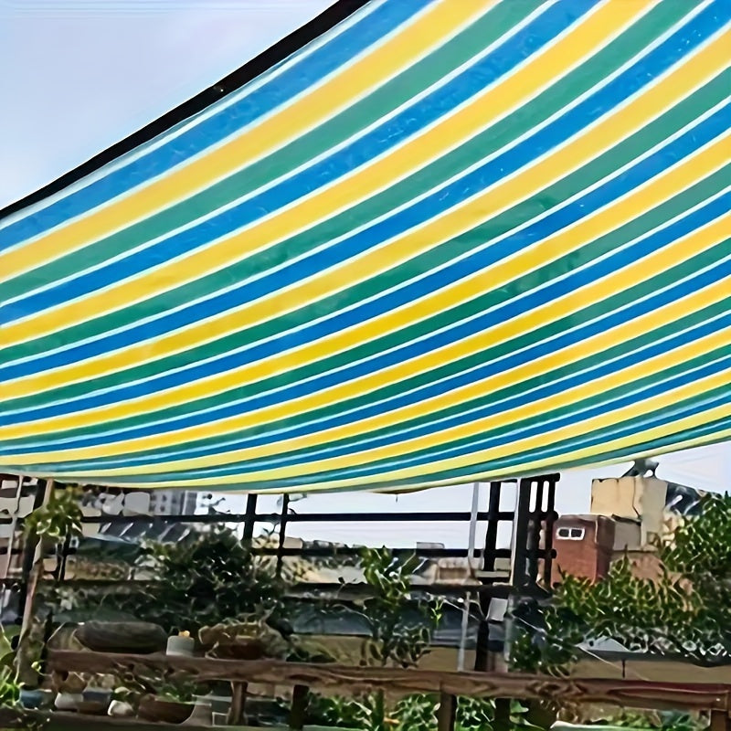 Outdoor Sun Shade Net with UV Protection Breathable PE Material Multi-Color Stripe for Camping and Backyard