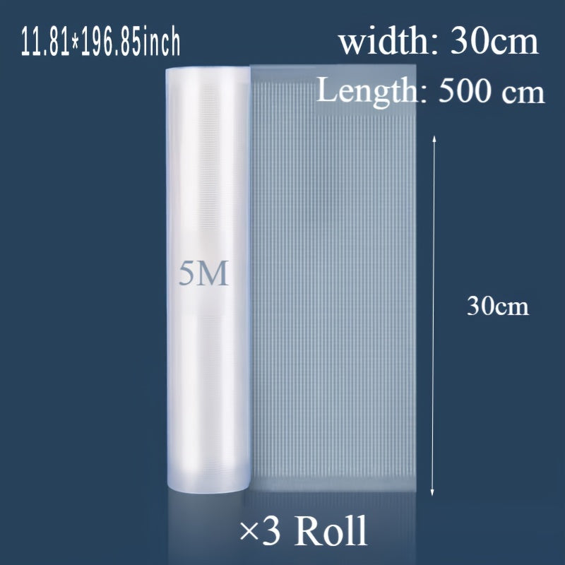 Набор из 3 вакуумных пакетов для продуктов - сохраняет продукты свежими, безопасен для использования в микроволновой печи, прочное и многоразовое решение для хранения в холодильнике и кладовой.