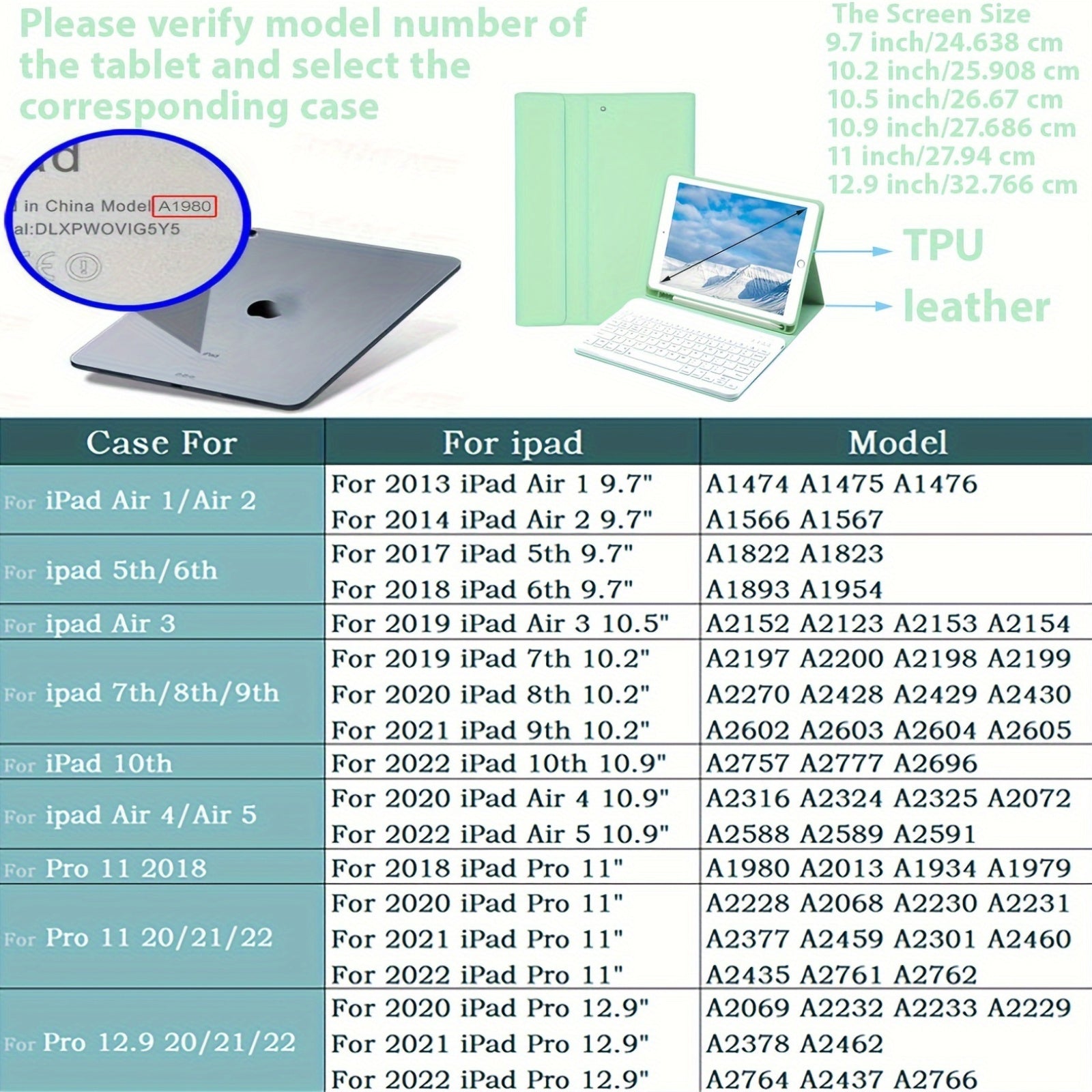 Кейс-клавиатура для iPad Air 1-5, 5-го-10-го поколения, Pro 11/12.9 дюймов с отсоединяемой беспроводной клавиатурой и держателем для стилуса