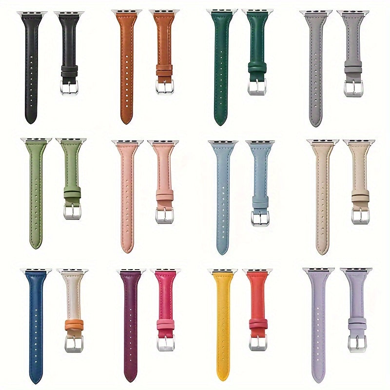 Ultra-Thin Synthetic Leather Watch Strap for iWatch Series 3 4 5 6 7 8 9 Ultra SE