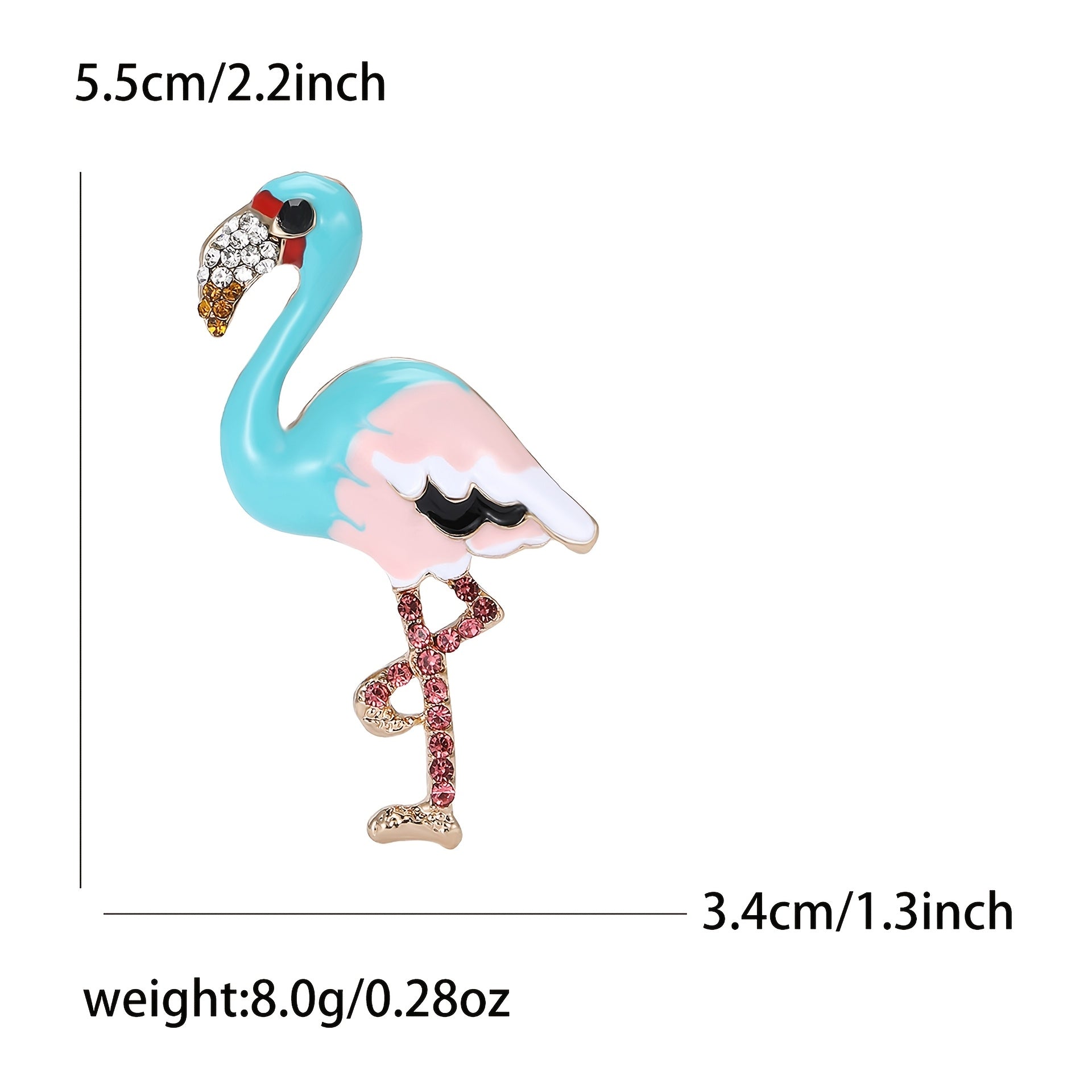Flamingo Cartoon Brooch with Rhinestones Animal Shape Pin Jewelry