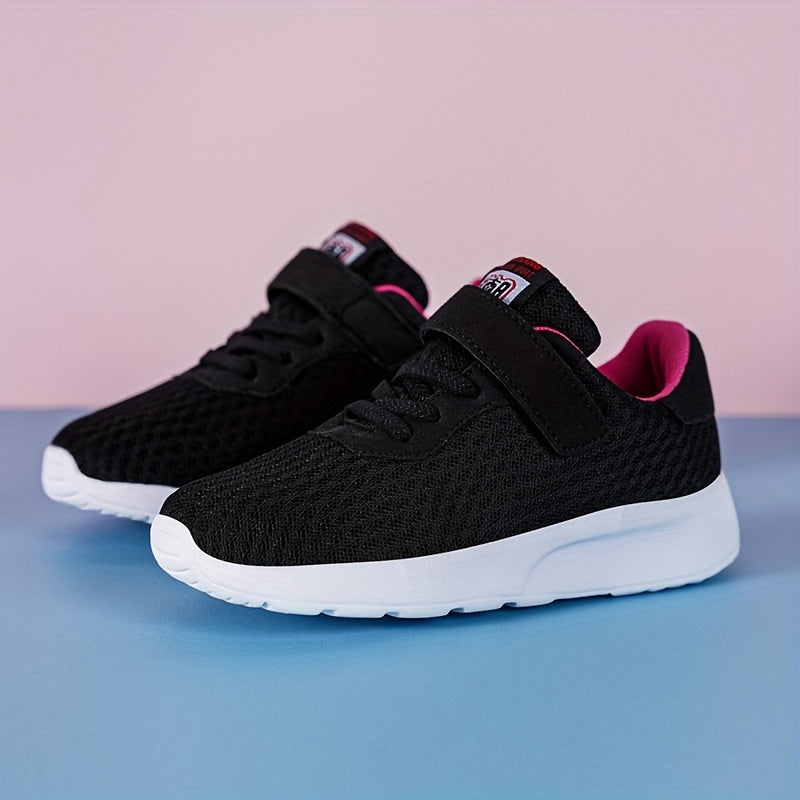 2024 Yengil qizlar uchun nafas oladigan to'rli krossovkalar, sehrli lenta bilan yopish, EVA taglik, dumaloq barmoq, kundalik tasodifiy kiyim uchun