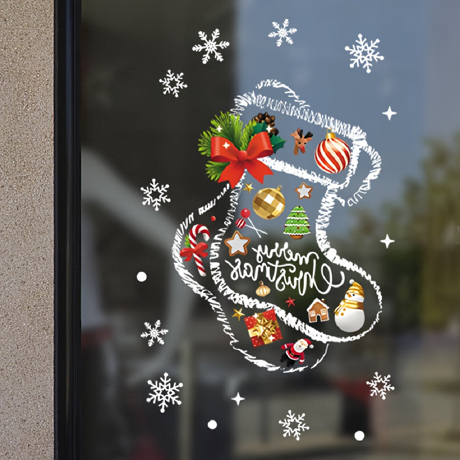 Christmas Window Clings Festive Decorations Self-Adhesive PVC Stickers