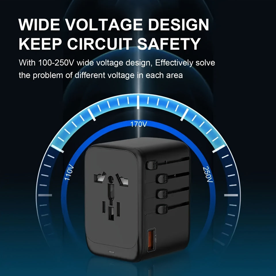 Международная дорожная розетка 65 Вт GaN III Быстрая зарядка с 1 USB-A и 3 USB-C портами Универсальная совместимость