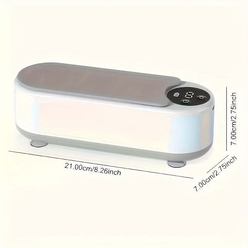 Portable USB Rechargeable Eyeglass and Jewelry Cleaner with Digital Display White Gray