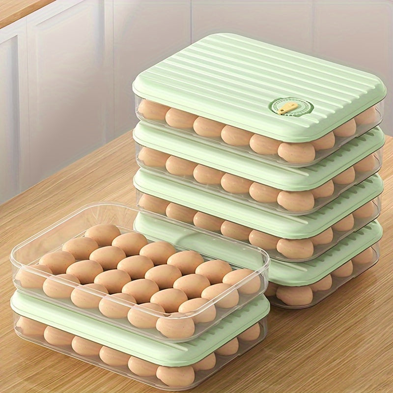 24-Pack Egg Storage Container Plastic Egg Basket with Lid and Freshness Tray