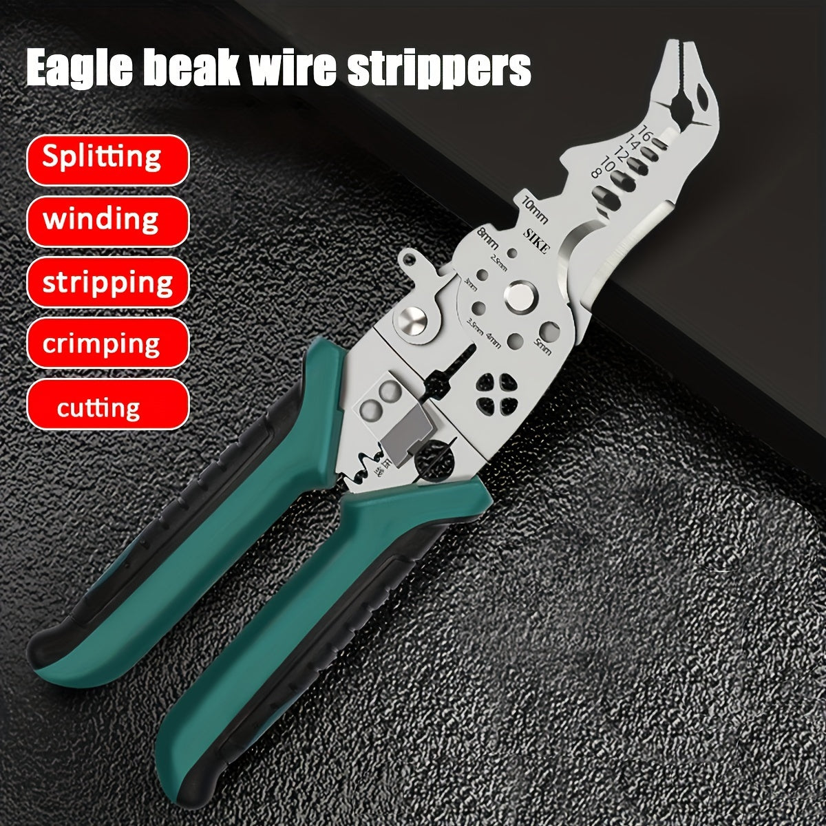 Industrial Grade Wire Stripper Stainless Steel Multi-Function Tool for Cutting Crimping and Stripping Wire