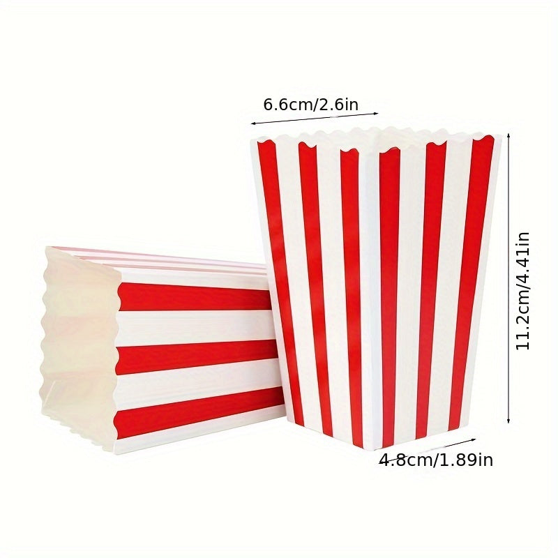 Striped Popcorn Boxes 10-Pack Paper Snack Containers for Movie Nights Parties