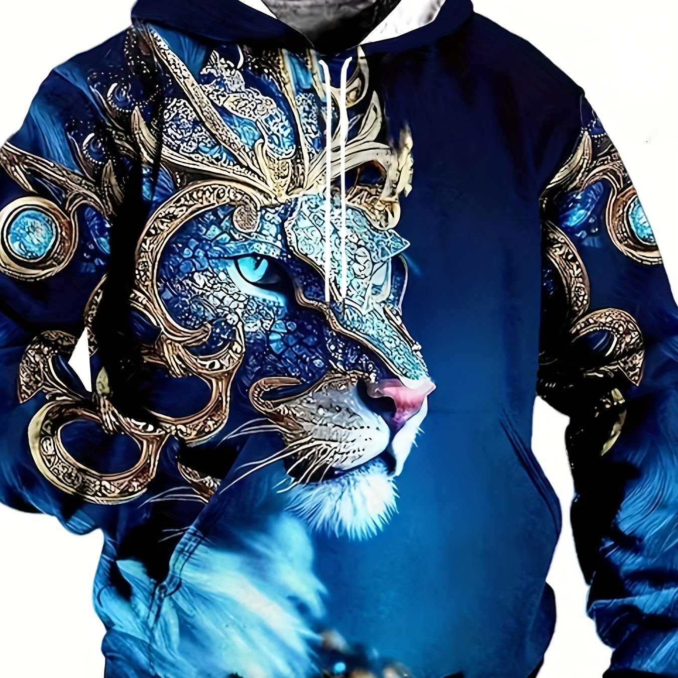 Plus Size Oversized Hooded Sweatshirt with 3D Tiger Print for Autumn Winter